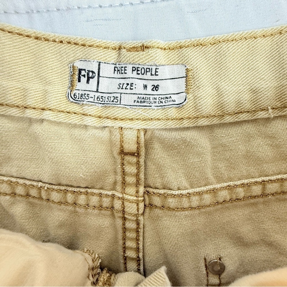 Free People Women's Cream Frayed Denim Shorts - Picture 4 of 5